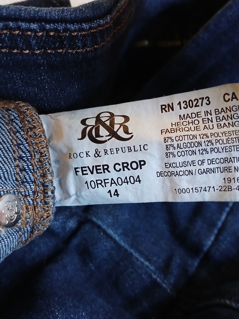 R&R ♡ fever crop pull on jegging denim jeans  14 rock &  republic - Picture 7 of 10